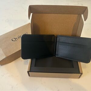 Quince Elegant Black Leather Wallet Card Holder